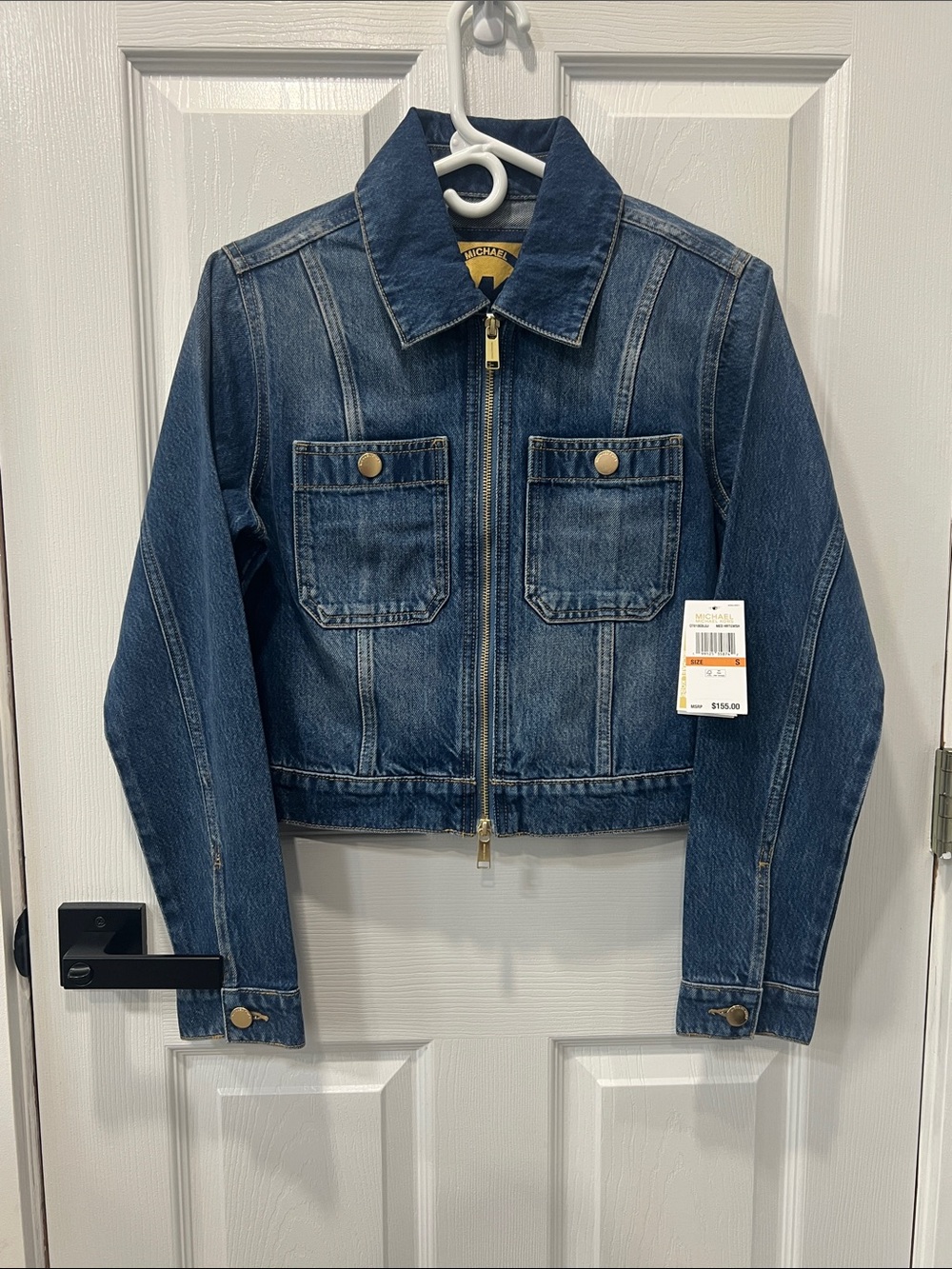 Michael Kors Women’s Denim Zip Front Jacket Medium Wash Size Small NW